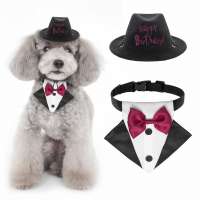 Pet Bandana with Bow Tie Dog Triangle Bibs Scarf Dog Hat For Wedding Birthday Party