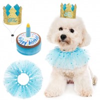 2020 Happy Birthday Party Pet Cake Dog Squeaky Toy with Candles Velvet Dog Birthday Cake Pet Hat Birthday