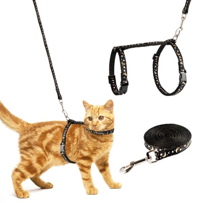 Wholesale Reflective Print Pet Harness Adjustable Walking Cat Harness With Leash